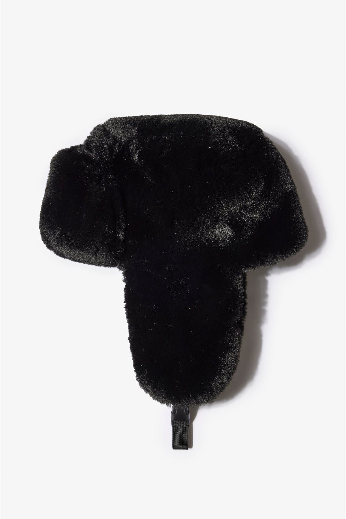 Chic Faux-Fur Trapper Hat in Black
