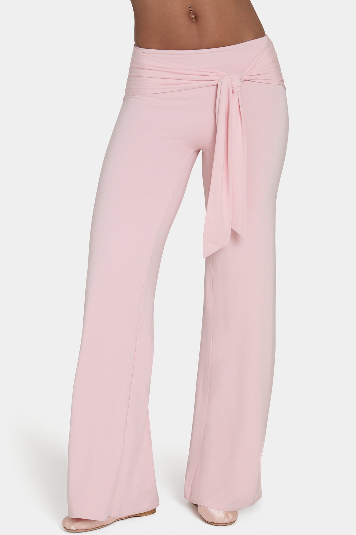Chic ButterCloud Tie-Waist Wide-Leg Trousers in Blush
