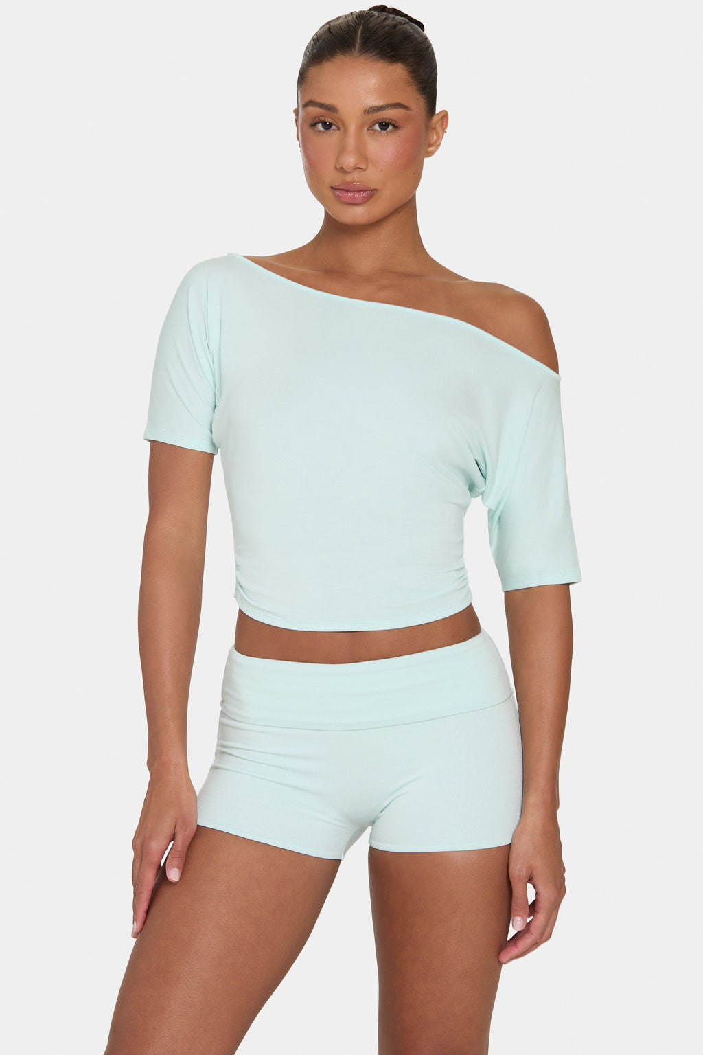 Chic ButterCloud Mini Foldover Shorts in Peppermint