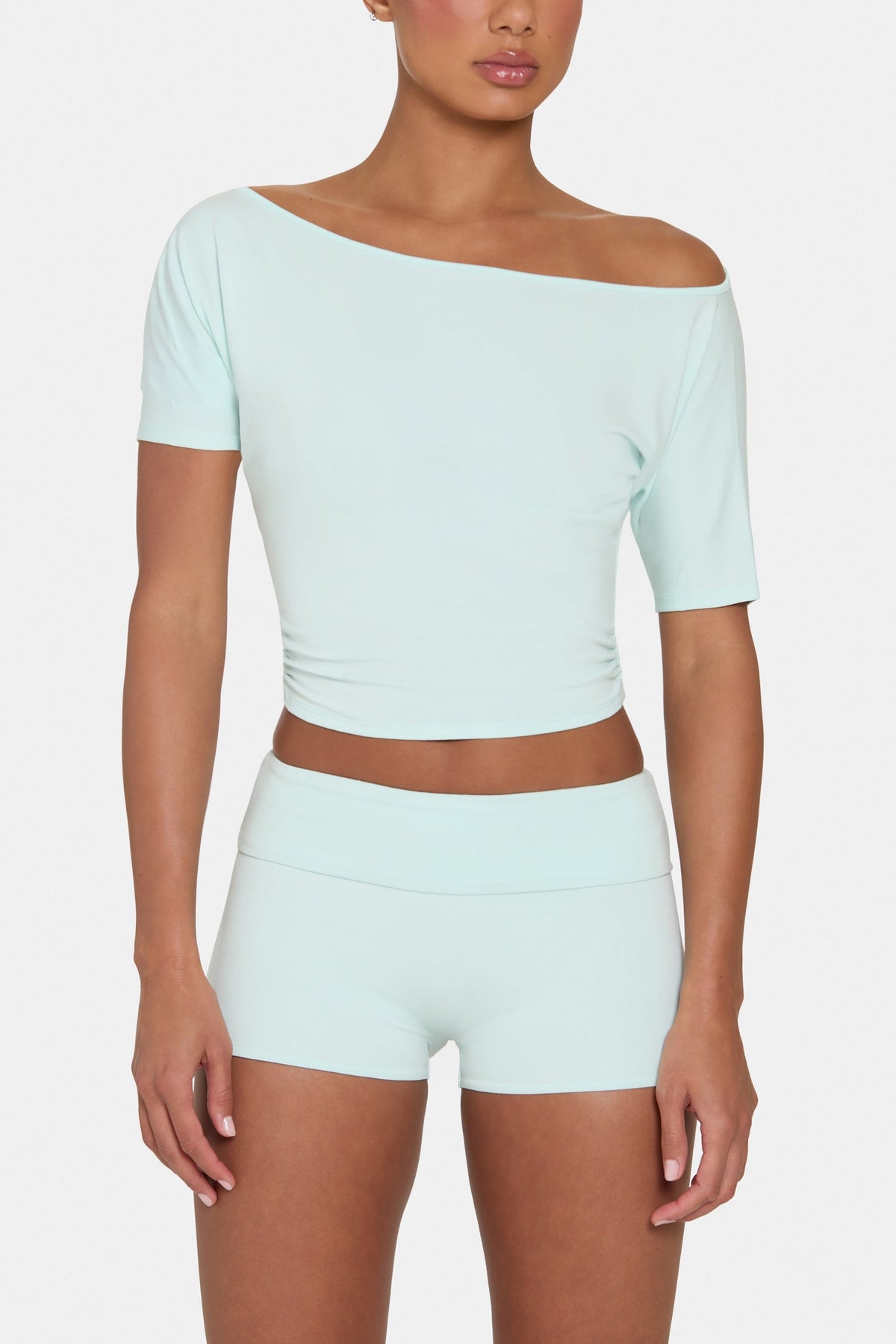 Chic ButterCloud Mini Foldover Shorts in Peppermint
