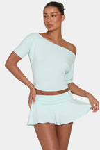 Chic ButterCloud Slouchy Off-Shoulder Top in Peppermint