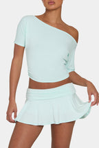 Chic ButterCloud Mini Skort in Peppermint