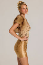 Chic Faux-Fur Short Sleeve Bolero in Mink