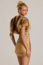 Chic Faux-Fur Short Sleeve Bolero in Mink