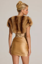 Chic Faux-Fur Short Sleeve Bolero in Mink