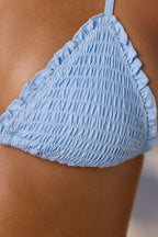 Chic Halter Neck Triangle Bikini Top in Sky Blue