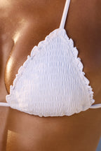 Chic Halter Neck Triangle Bikini Top in White