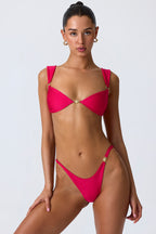Chic Embellished Bikini Top in Raspberry Pink