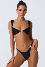 Chic Embellished Cheeky Bikini Bottoms in Black