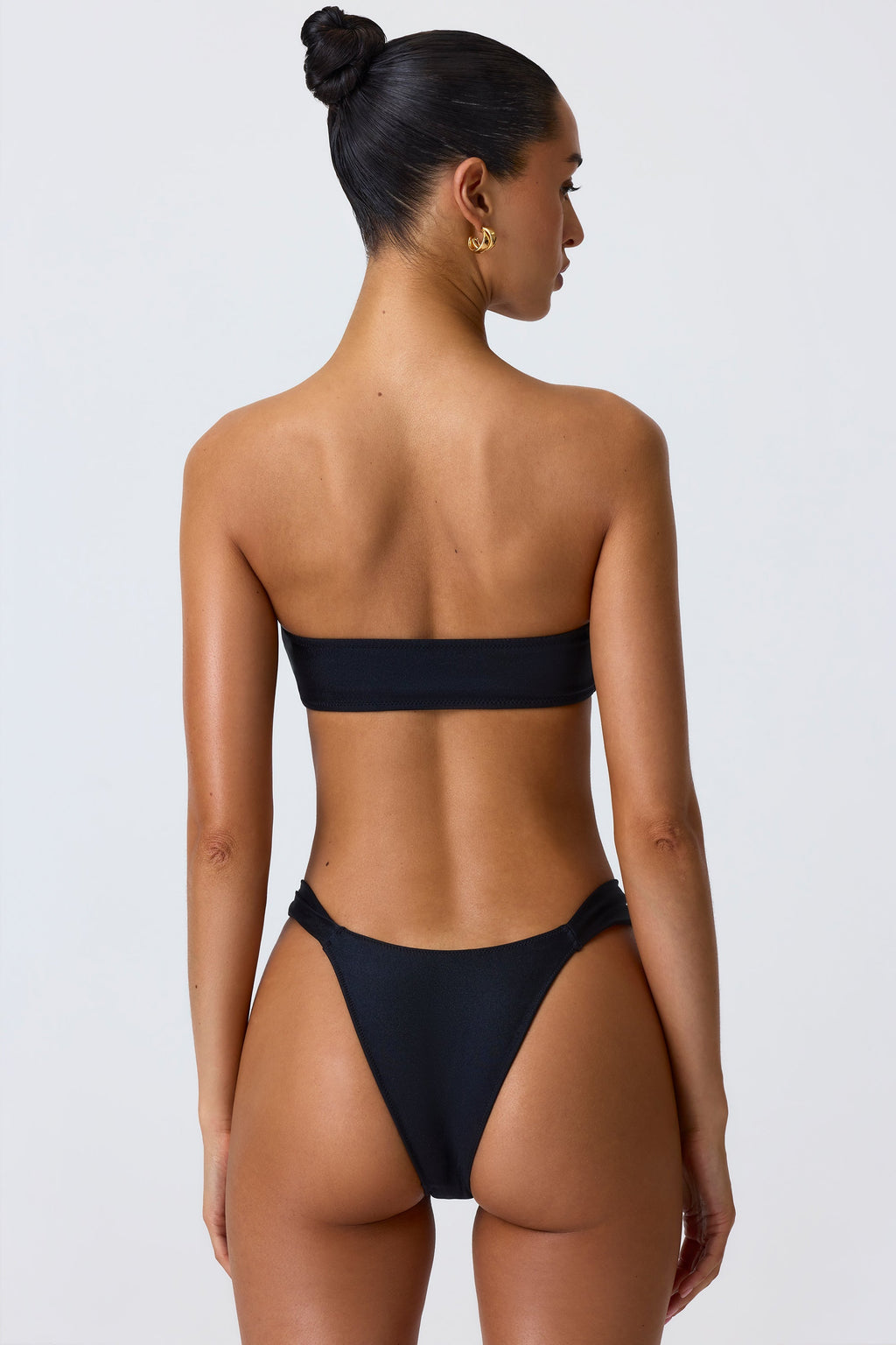 Chic Embellished Wide Strap Cheeky Bikini Bottoms in Black