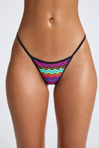 Chic Triangle Thong Bikini Bottoms in Multi Print