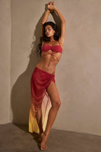 Chic Ruched Midi Sarong in Yellow Multi