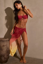 Chic Ruched Midi Sarong in Yellow Multi