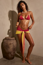 Chic Tie-Front Mini Sarong in Yellow Multi