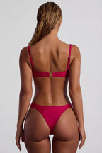 Chic Bead-Embellished Wide-Strap Cheeky Bikini Bottoms in Raspberry Pink