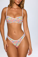Chic Bandeau Bikini Top in Bright Multi Print