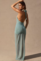 Chic Cut-Out Halterneck Maxi Dress in Seafoam Green