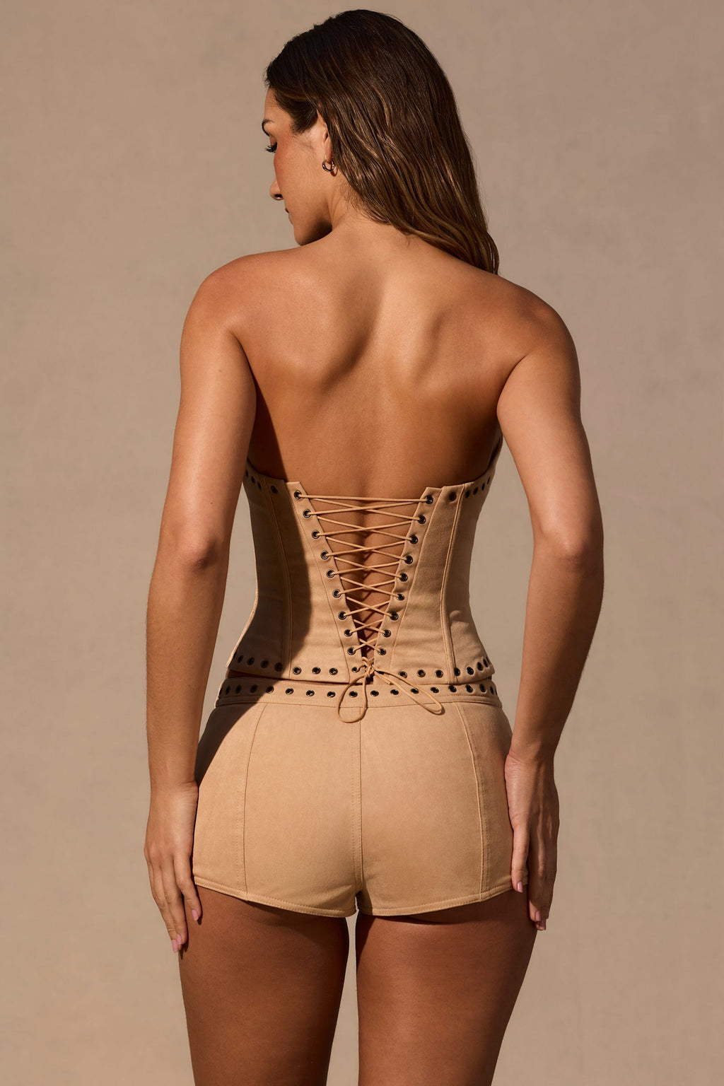 Chic Low-Rise Mini Shorts in Tan