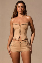 Chic Low-Rise Mini Shorts in Tan