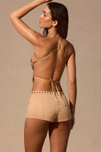 Chic Butterfly Tie-Back Top in Tan