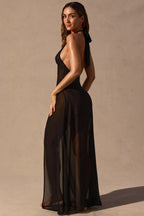Chic Halterneck Maxi Dress in Black