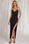 Chic Halterneck Maxi Dress in Black