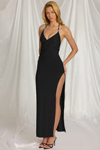 Chic Halterneck Maxi Dress in Black