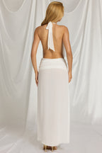 Chic Halterneck Maxi Dress in White
