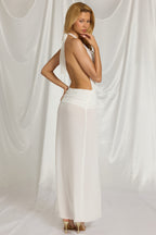 Chic Halterneck Maxi Dress in White