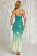 Chic Bandeau Maxi Dress in Blue Ombre