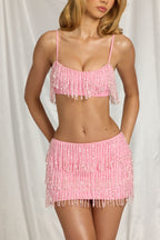 Chic Fringed Bralette in Candyfloss Pink