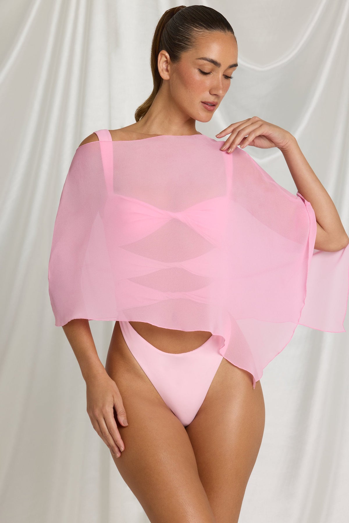 Chic Sheer Poncho in Candyfloss Pink