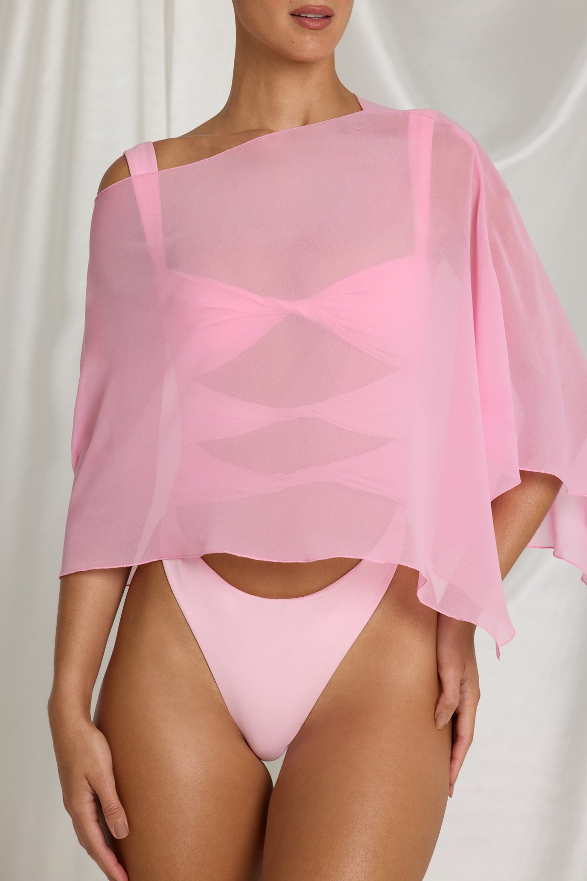 Chic Sheer Poncho in Candyfloss Pink