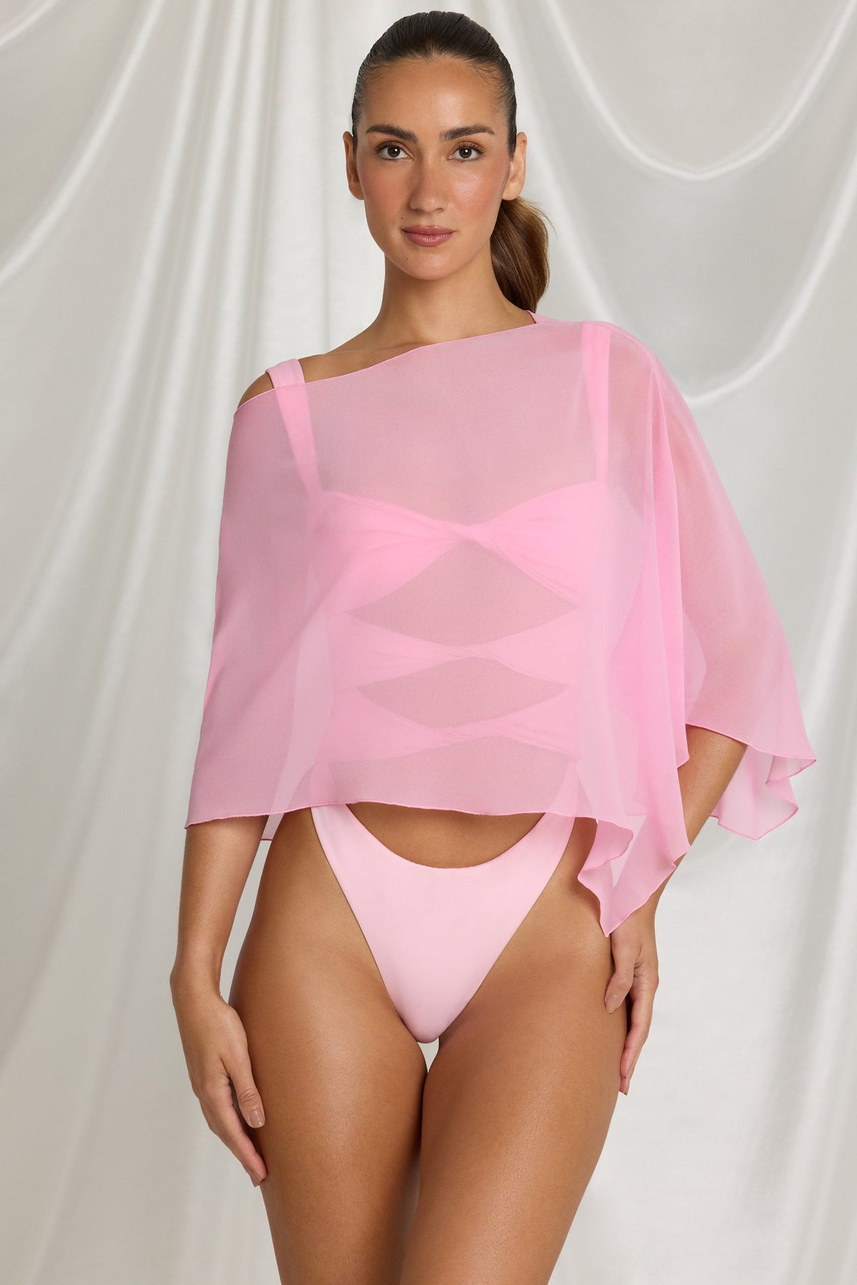 Chic Sheer Poncho in Candyfloss Pink