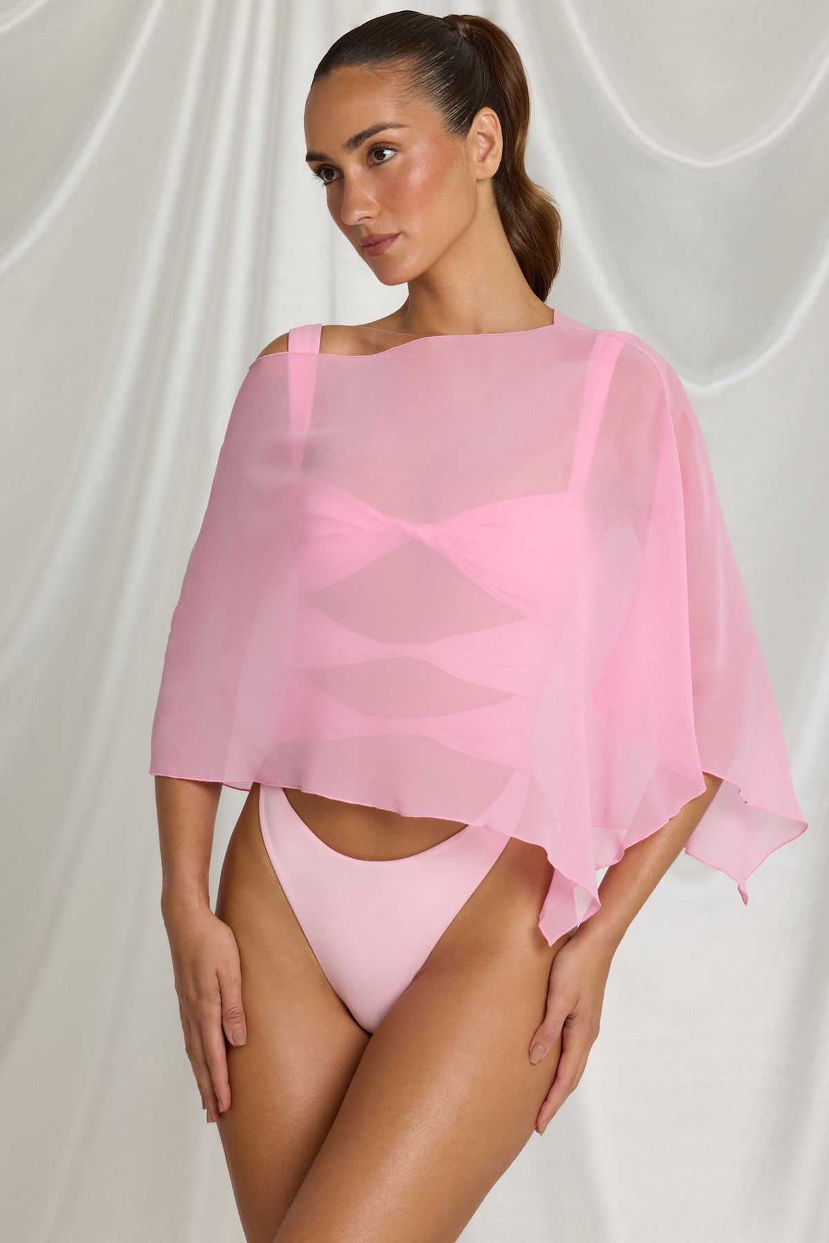 Chic Sheer Poncho in Candyfloss Pink
