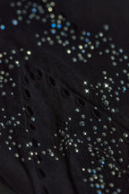 Chic Embellished Mid-Rise Mini Skirt in Black
