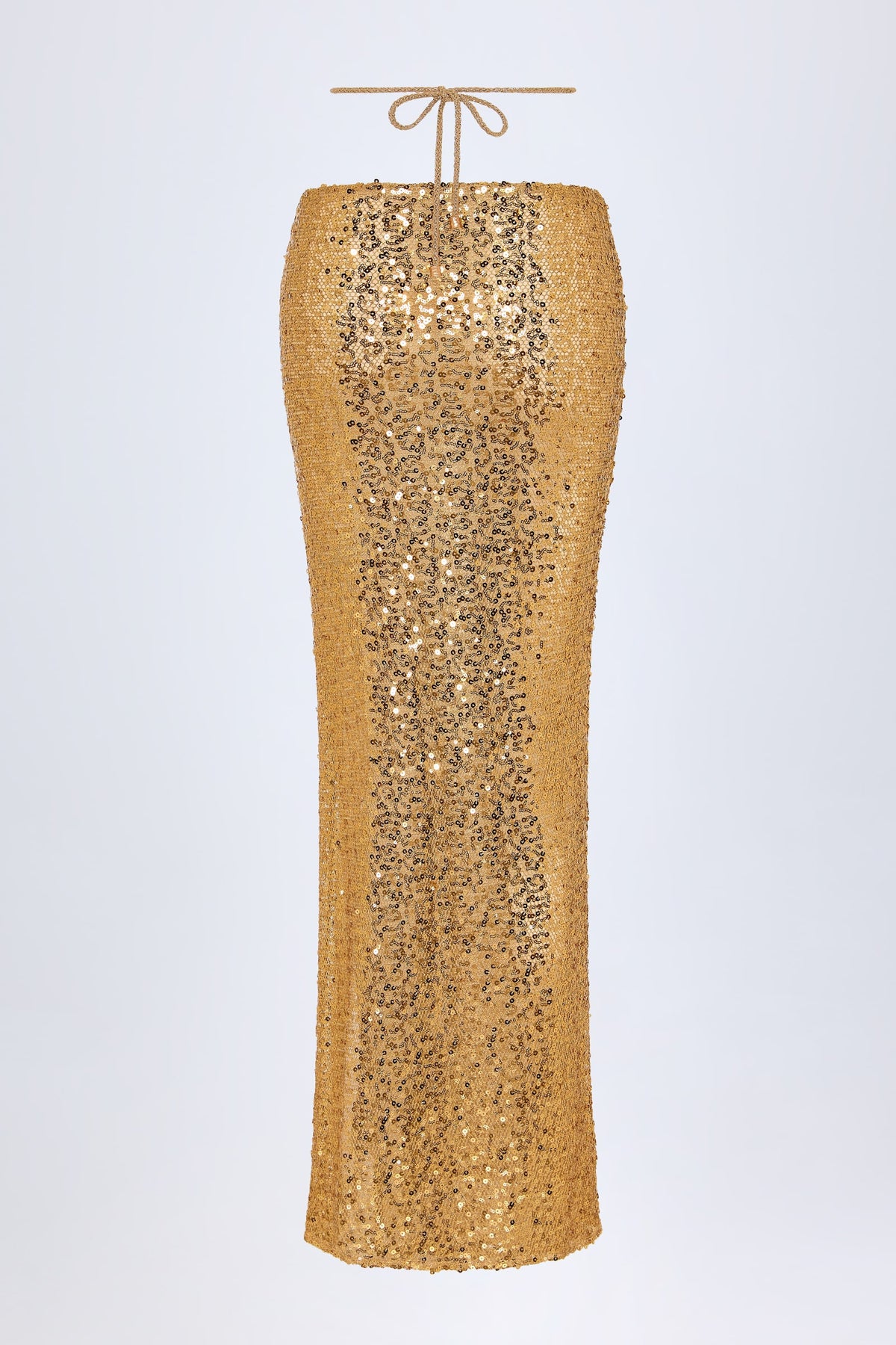 Chic Embellished Hardware-Detail Strappy Maxi Skirt in Gold
