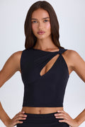 Chic Twisted Cut-Out Tank Top in Black