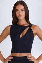 Chic Twisted Cut-Out Tank Top in Black