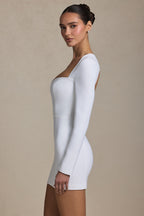 Chic Cut-Out Heart-Detail Bodycon Mini Dress in White