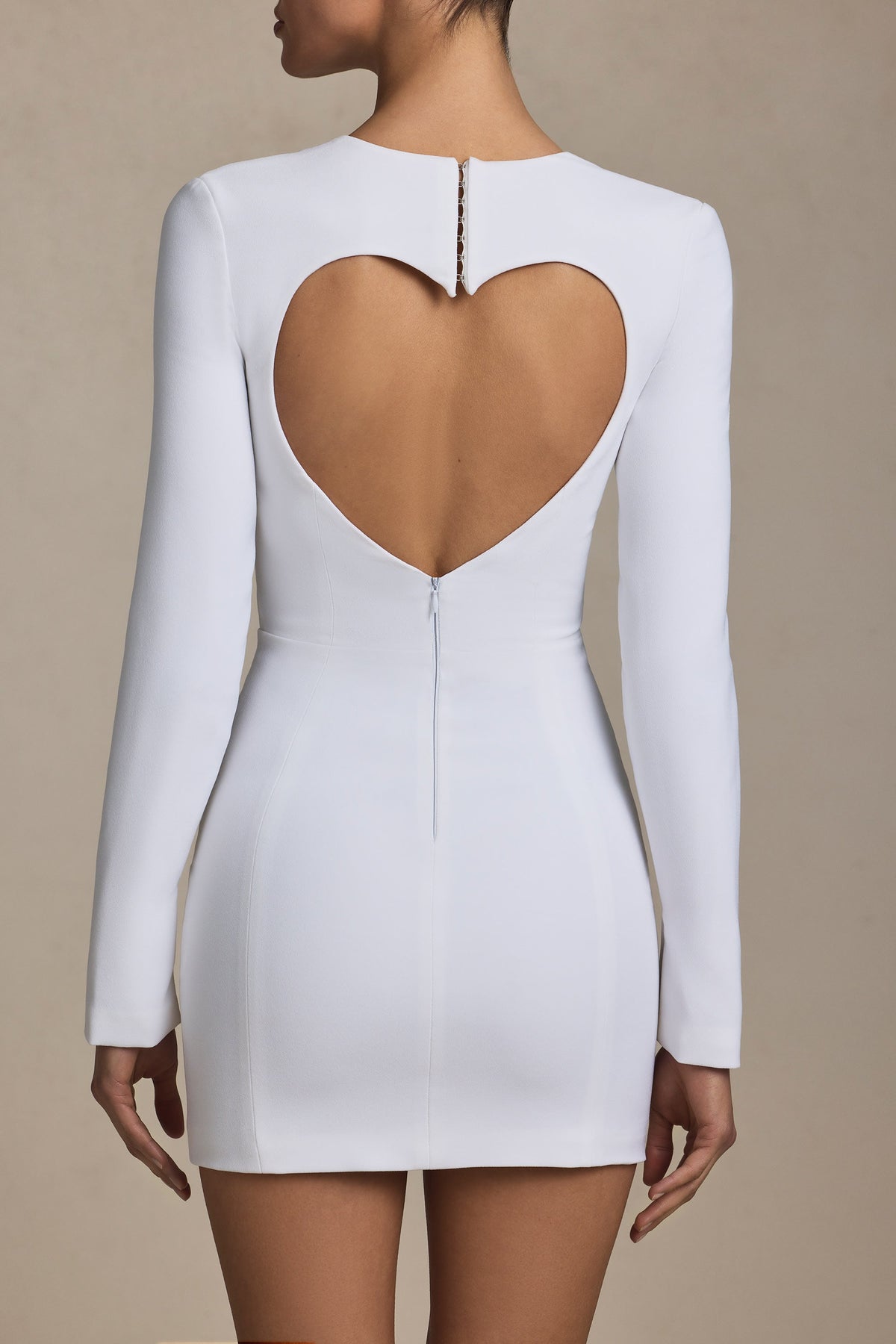 Chic Cut-Out Heart-Detail Bodycon Mini Dress in White