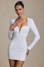 Chic Cut-Out Heart-Detail Bodycon Mini Dress in White