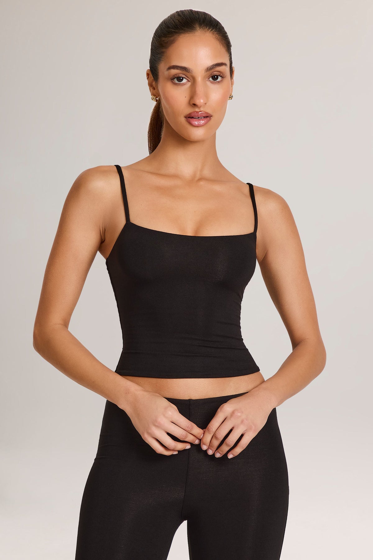 Chic Modal Scoop-Neck Tank Top in Black