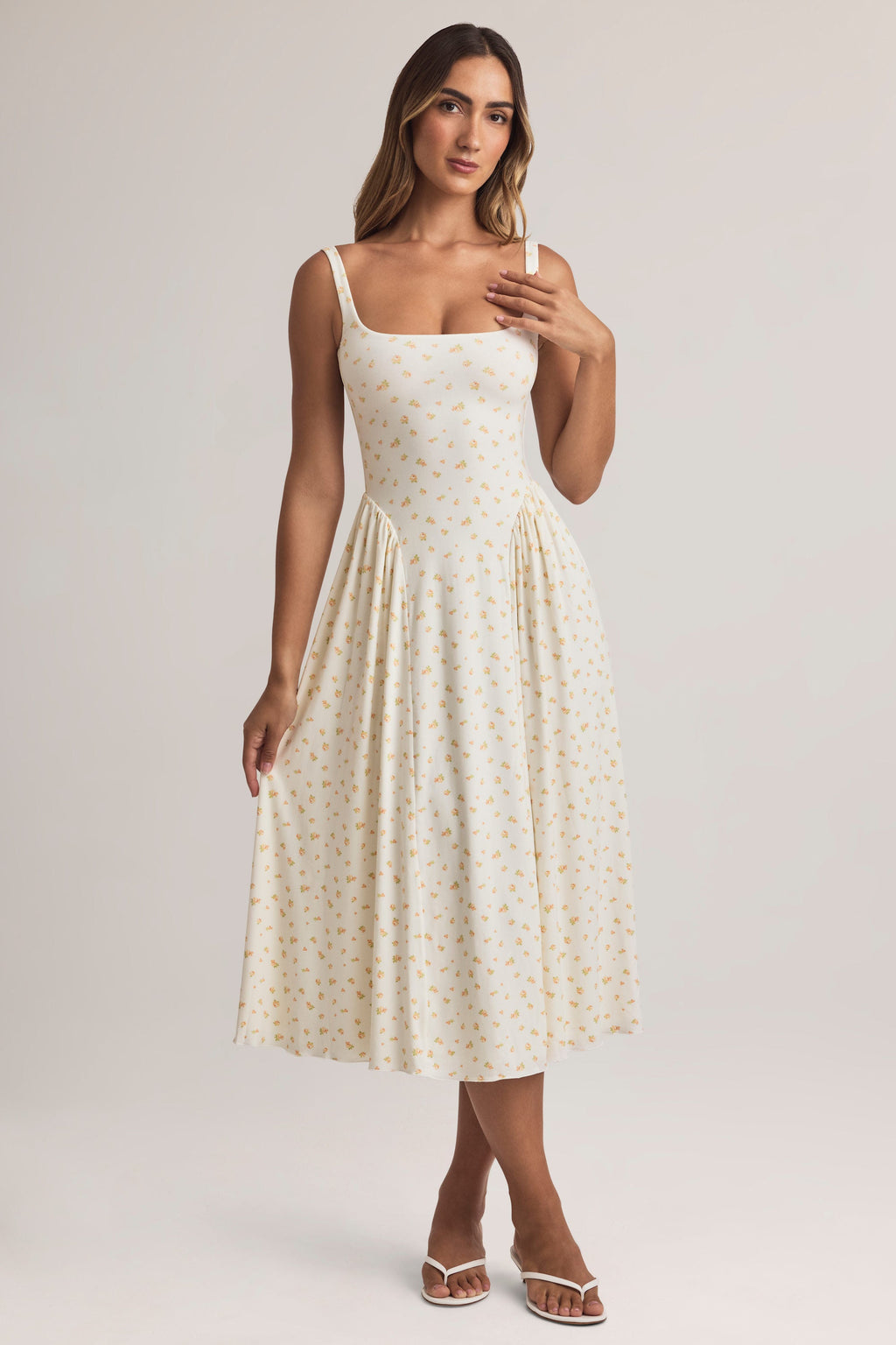 Chic Modal A-Line Midaxi Dress in Floral Print
