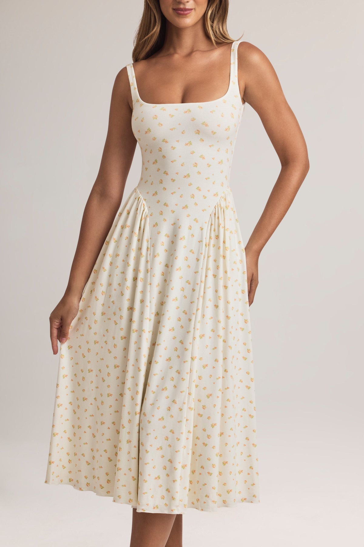 Chic Modal A-Line Midaxi Dress in Floral Print