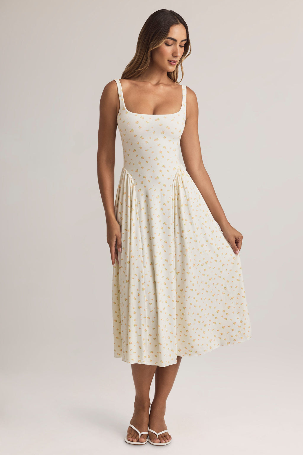 Chic Modal A-Line Midaxi Dress in Floral Print