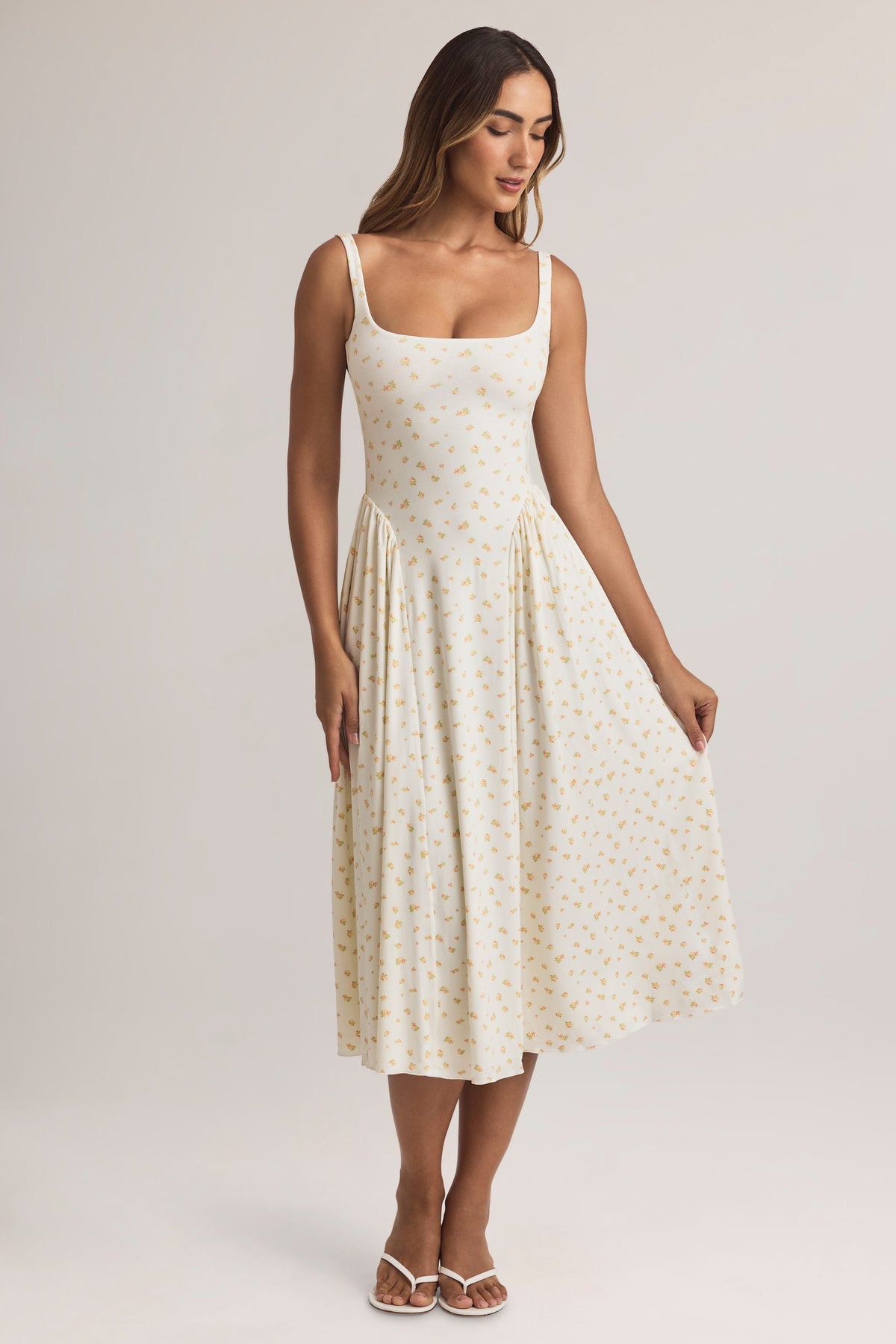 Chic Modal A-Line Midaxi Dress in Floral Print