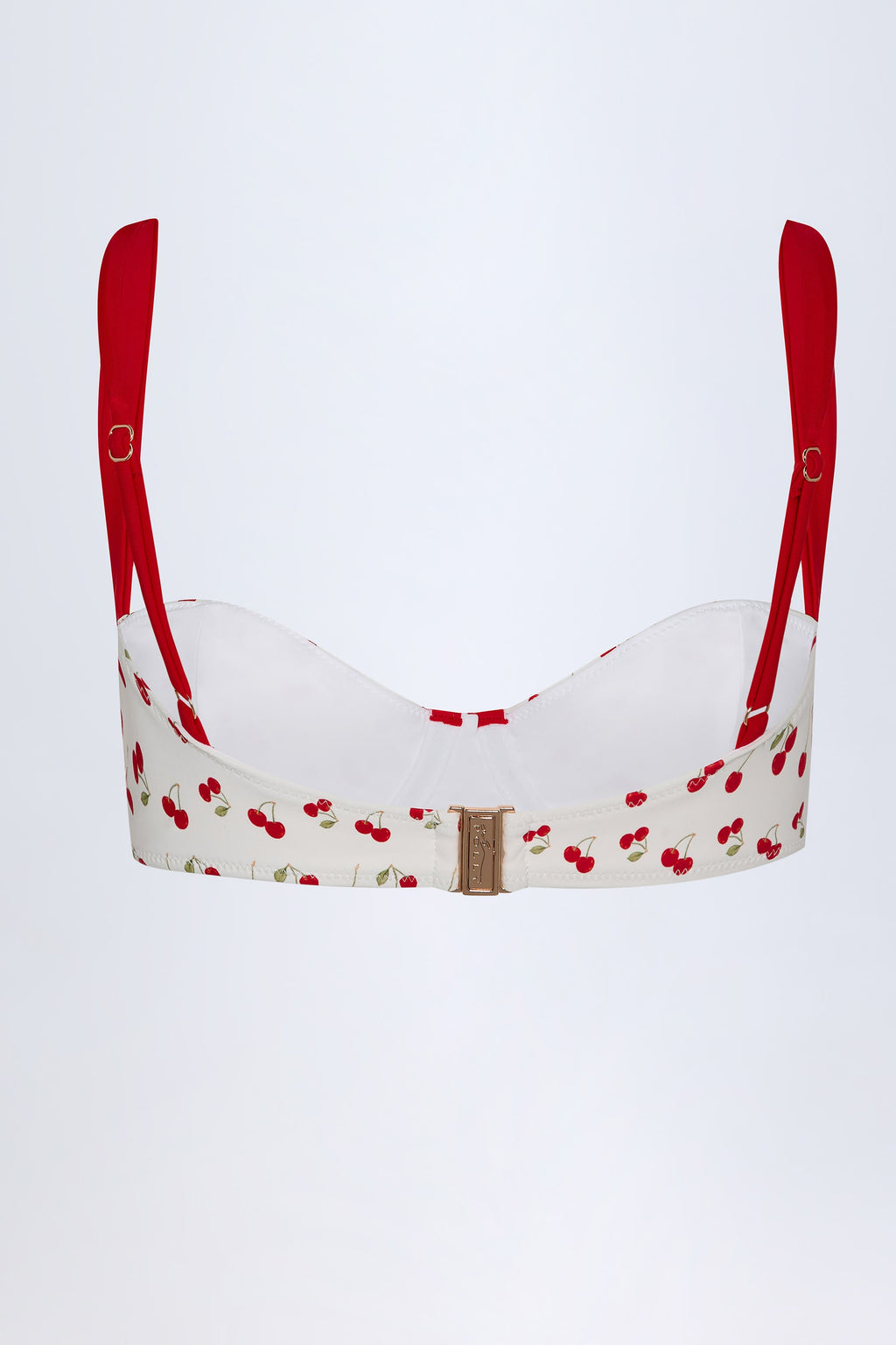 Chic Contrast Underwired Balconette Bikini Top in Cherry Print