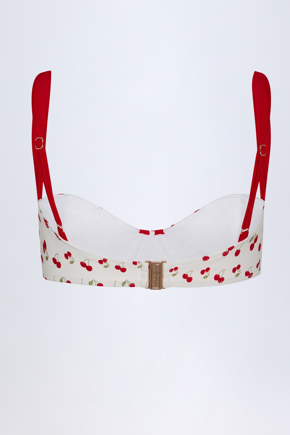 Chic Contrast Underwired Balconette Bikini Top in Cherry Print