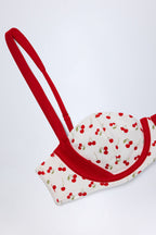 Chic Contrast Underwired Balconette Bikini Top in Cherry Print